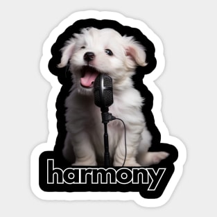 Cute White Puppy Singing Sticker